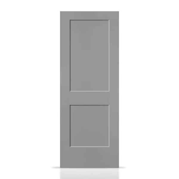 CALHOME 30 in. x 80 in. Light Gray Painted MDF Solid Core 2 Panel Shaker Interior Slab Door