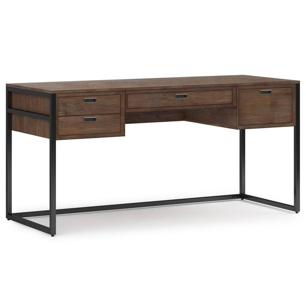 Simpli Home Richmond Solid Acacia Wood Modern Industrial 60 In Wide Desk In Rustic Natural Aged 2340