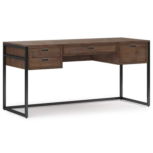 Simpli Home Richmond Solid ACACIA Wood Modern Industrial 60 in. Wide Desk in Rustic Natural Aged Brown
