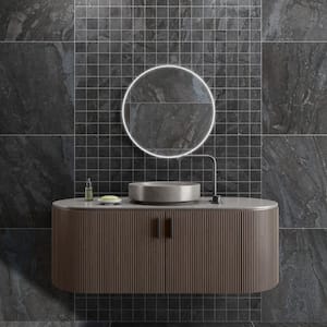 Sereno Charcoal Black 11.81 in. x 11.81 in. Matte Porcelain Mosaic Floor and Wall Tile (0.96 sq. ft./Each)