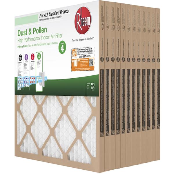 Rheem 12 in. x 12 in. x 1 in. FPR 4 Basic Household Pleated Air Filter (12-Pack)