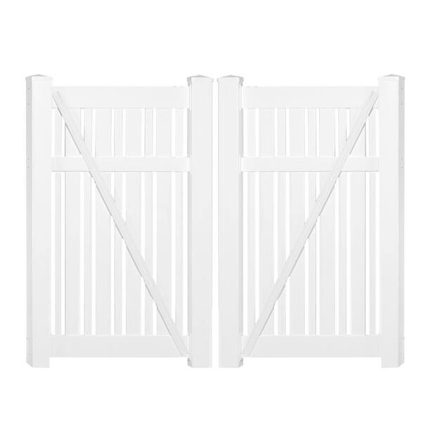 Weatherables Davenport 7.8 ft. x 5 ft. White Vinyl SemiPrivacy Fence