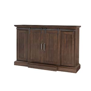 Chastain 56 in. Freestanding Media Console Electric Fireplace TV Stand with Sliding Barn Door in Rustic Walnut