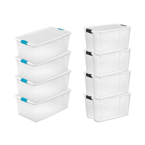 Sterilite 106 Quart Latching Storage Container (4 Pack) + 70 Quart Box (4 Pack)