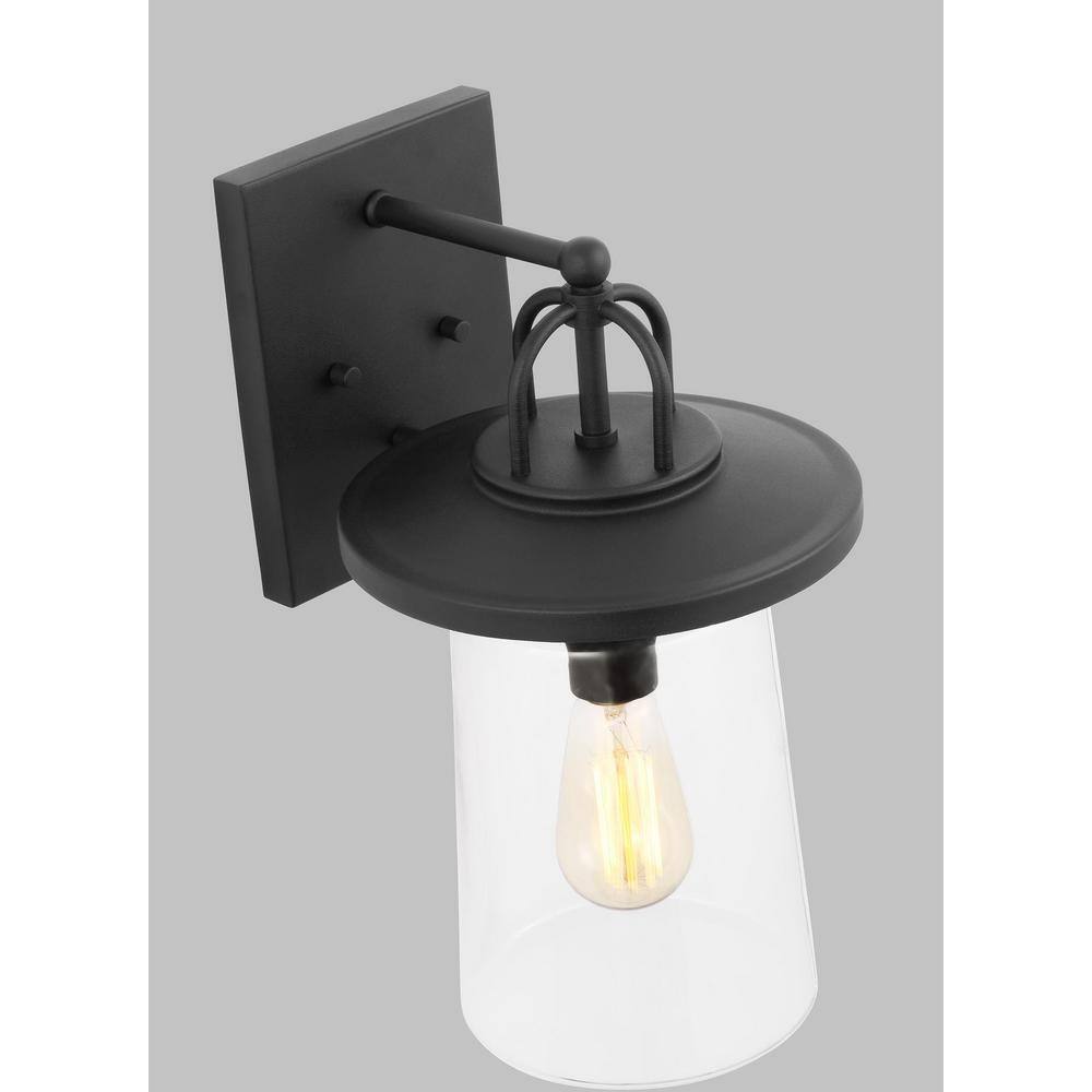 Tybee Black Bronze Outdoor Lantern with Clear Glass Shade