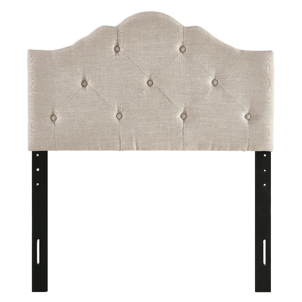 Dwell Home Inc Charlie 40.15 in. W Beige Twin Upholstered Headboard with Rounded Corners and Button Tufts Adjustable Height