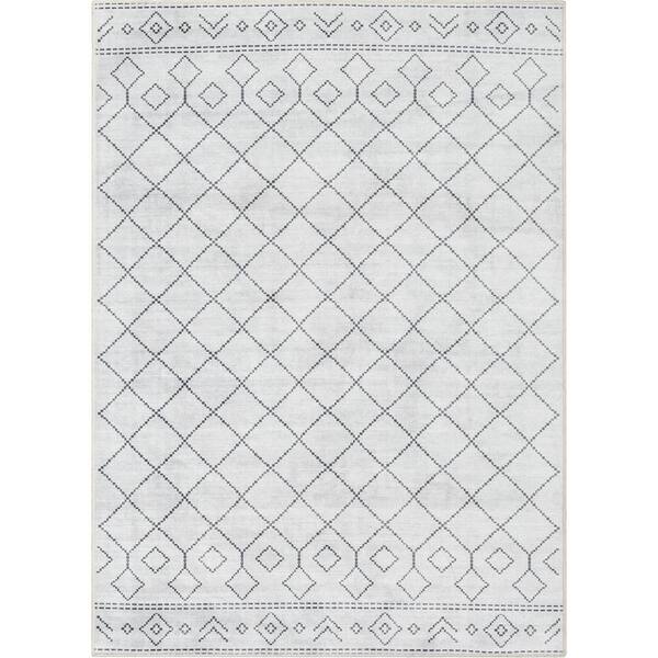Well Woven Ivory Grey 7 ft. 7 in. x 9 ft. 10 in. FlatWeave Apollo