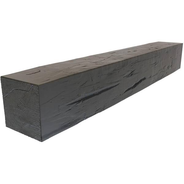 Ekena Millwork 4 in. x 3 ft. x 4 in. Hand Hewn Rustic Faux Wood Beam Fireplace Mantel in Black Cherry