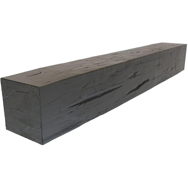 Ekena Millwork 4 in. x 4 ft. x 4 in. Polyurethane Hand Hewn Faux Wood Fireplace Mantel Cap-Shelf