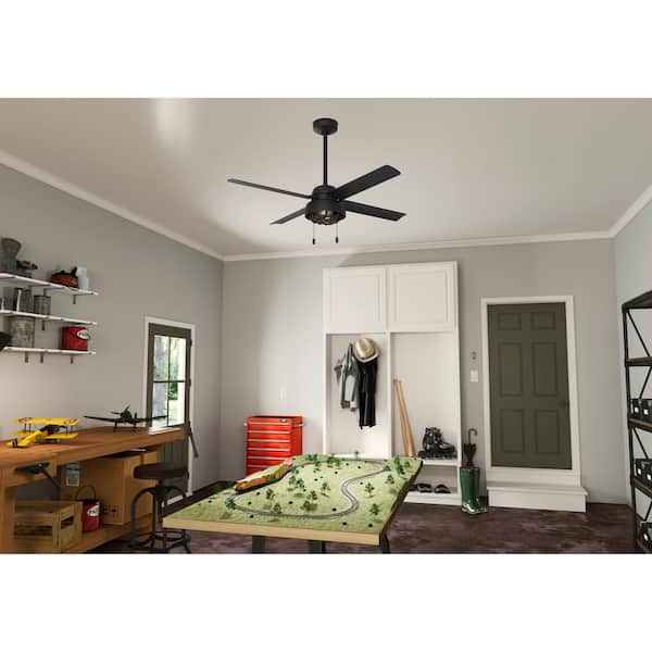 Spring Mill 52 in. LED Indoor/Outdoor Matte Black Ceiling Fan with Light Kit