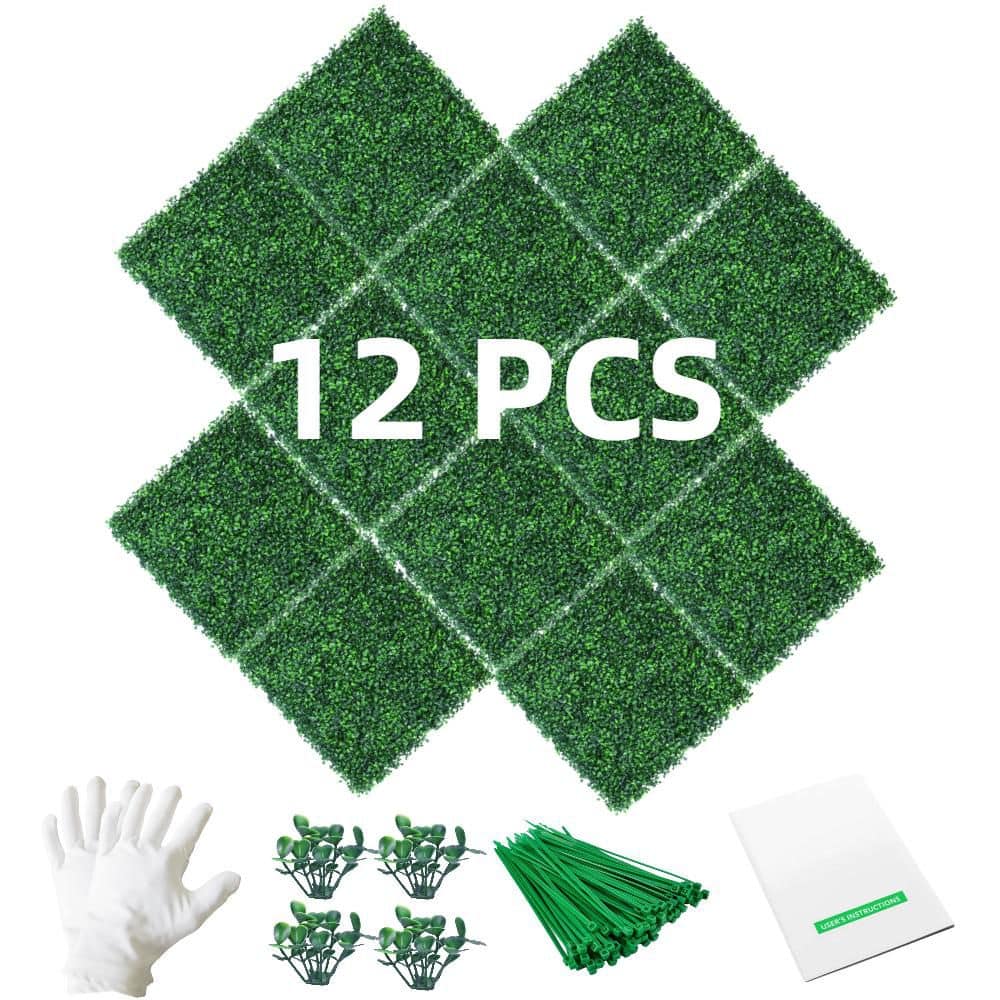 20 in. H x 20 in. W Artificial Boxwood Hedge UV-Proof Greenery Panels Grass