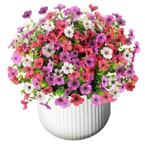 Afoxsos 5.00" 12 Bundles Colorful Daisy UV Resistant Artificial Flowers for Outdoor Decor