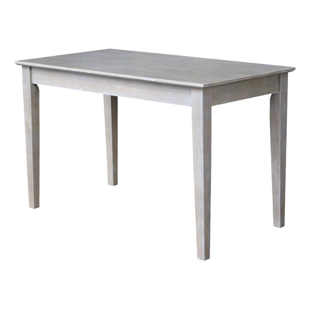 Transitional Solid Hardwood Home Office Desk with Drawer in Washed Gray Taupe
