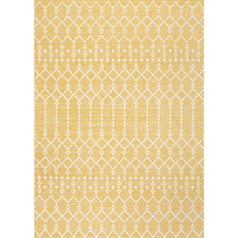 Boho-Chic Moroccan Geometric Black and Gray 5' x 7' Outdoor Area Rug