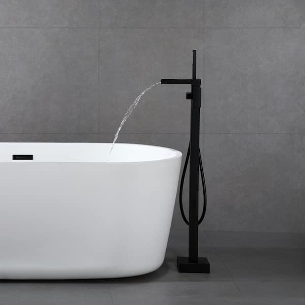 Staykiwi 1-Handle Freestanding Tub Faucet with Hand Shower in Matte Black