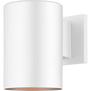 Small 1-Light White Aluminum Integrated LED Indoor/Outdoor Mini Wall Mount Cylinder Light/Wall Sconce