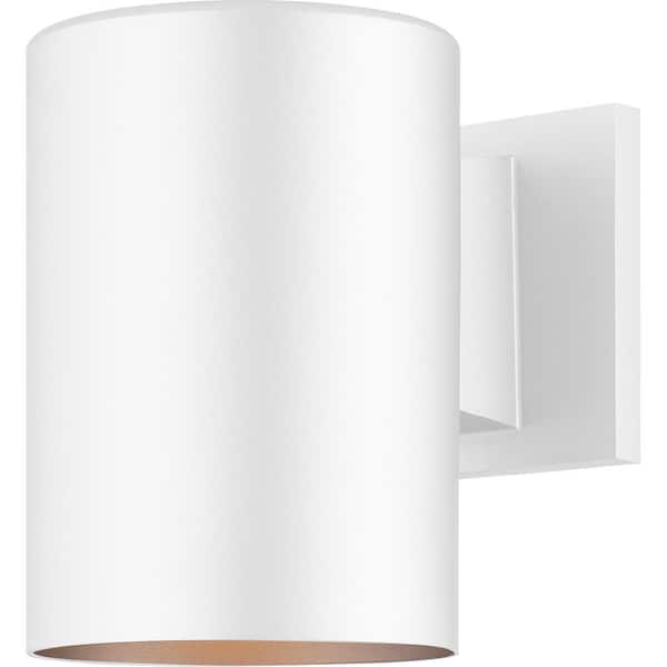 Volume Lighting Small 1-Light White Aluminum Integrated LED Indoor/Outdoor Mini Wall Mount Cylinder Light/Wall Sconce