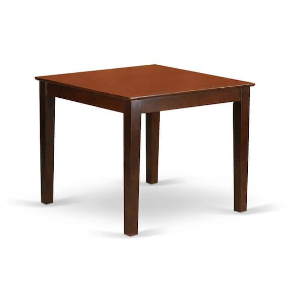 East West Furniture 5-Piece Mahogany Finish Solid Wood Top - Square Button Tufted Dining Room Set - Seats 4