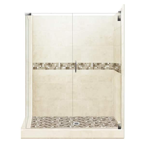 Lavish 35-1/2 in. x 35-1/2 in. x 86 in. Corner Drain Corner Shower Stall  Kit in White with Easy Fit Drain