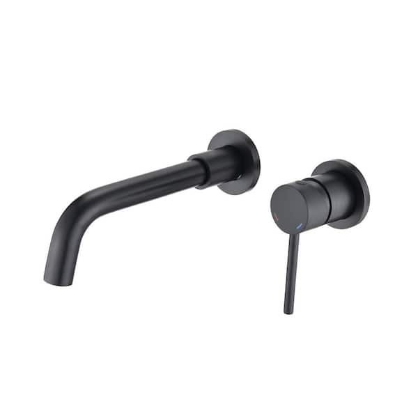 Single Handle Wall Mounted Bathroom Faucet in Matte Black
