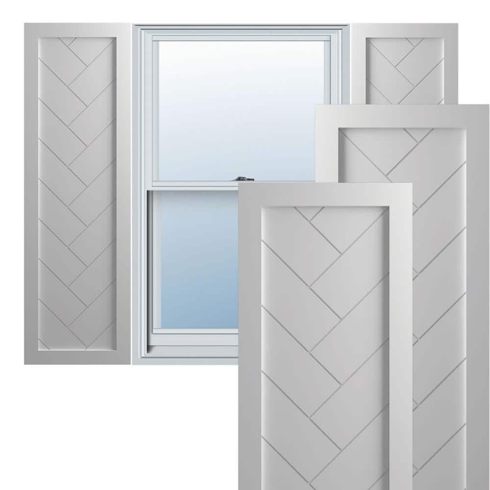 12 in. x 34 in. PVC True Fit Single Panel Herringbone Modern Style Fixed Mount Board and Batten Shutters Pair in Primed price history on PriceWatchPro