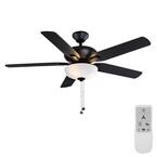 Holly Springs 52 in. LED Matte Black Smart Ceiling Fan with Light and Remote Works with Google Assistant and Alexa