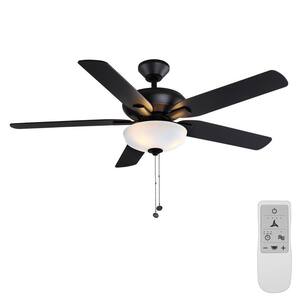 Holly Springs 52 in. LED Matte Black Smart Ceiling Fan with Light and Remote Works with Google Assistant and Alexa