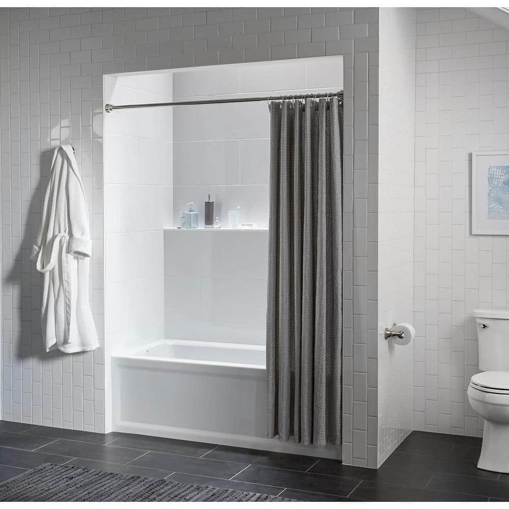 Archer 66" White Acrylic Alcove Soaking Tub with Right-Hand Drain