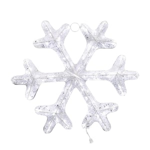 3 ft White Twinkling LED Tinsel Snowflake Yard Sculpture