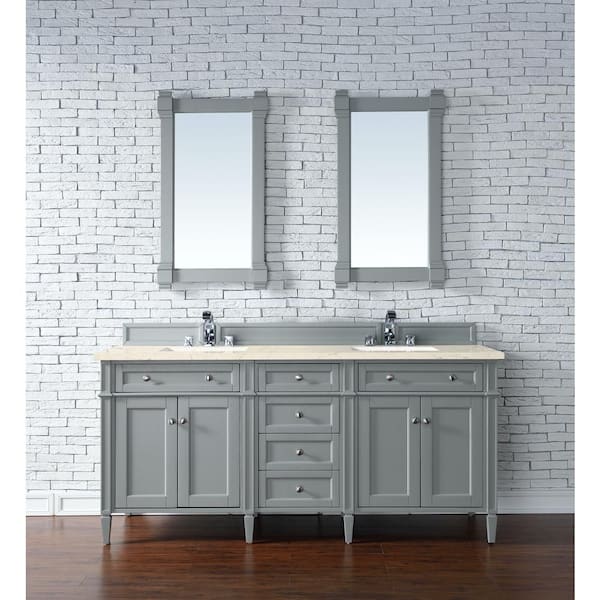 Brittany 72 in. W x 23.5 in. D x 34 in. H Bath Vanity in Urban Gray with Eternal Marfil Quartz Top