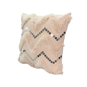 18 in. W. x 18 in. Blush Pink Square Cotton Accent Throw Pillow Set of 2