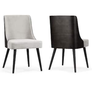 Asma Fabric Chair with Black Bentwood Back and Solid Wood Legs (Set of 2)