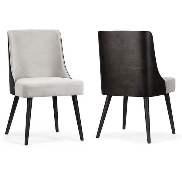 Glamour Home Asma Fabric Chair with Black Bentwood Back and Solid Wood Legs (Set of 2)