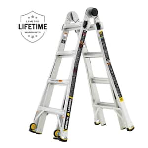 18 ft. Reach MPXW Aluminum Multi-Position Ladder with Wheels, 375 lb. Load Capacity Type IAA Duty Rating