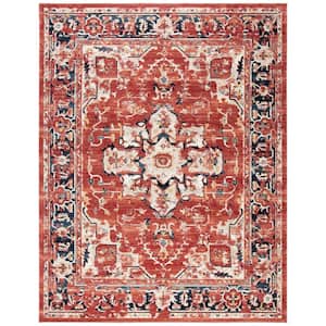Charleston Red/Ivory 8 ft. x 10 ft. Distressed Border Area Rug
