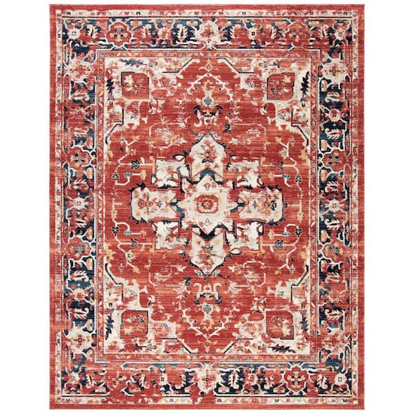 SAFAVIEH Charleston Red/Ivory 9 ft. x 12 ft. Distressed Border Area Rug