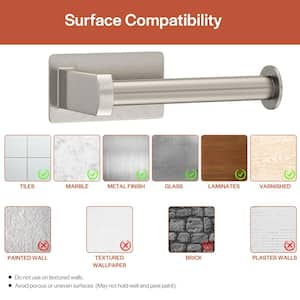 Self-Adhesive Stainless Steel Single Post Wall Mounted Toilet Paper Roll Holder Stand No Drilling in Brushed Nickel