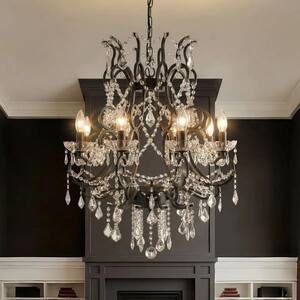 Maxax Atlanta 5-Light 22 in. Black Crystal Traditional Candle