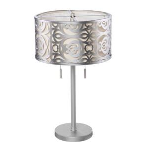 Victoria 25.50 in. Silver Table Lamp with White Shade