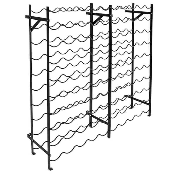 Elegant 100-Bottle Black Metal Free Standing Wine Rack