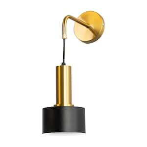 1-Light Metal Black and Gold Wall Sconce Lighting,  Modern Wall Light Fixture for Living Room Bedroom Bedside