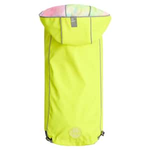 4X-Large Neon Yellow with Tie Dye Reversible Raincoat for Dogs