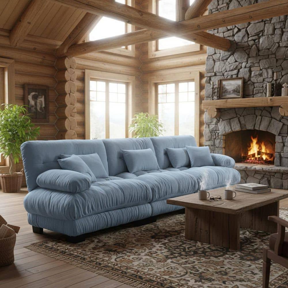 Homy Casa MINH 133.8 in. Pillow Arm 3-Piece Chenille Modular