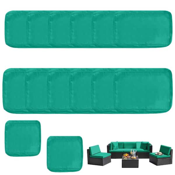 YLLN 14-Piece Patio Cushion Covers Replacement with Zipper, Waterproof Sectional Sofa Set for Outdoor Cushions Lake Blue