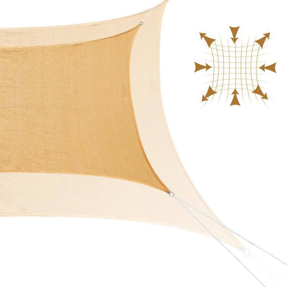 16 ft. x 12 ft. Sand HDPE Rectangle Sun Shade Sail Canopy with 98% UV Block