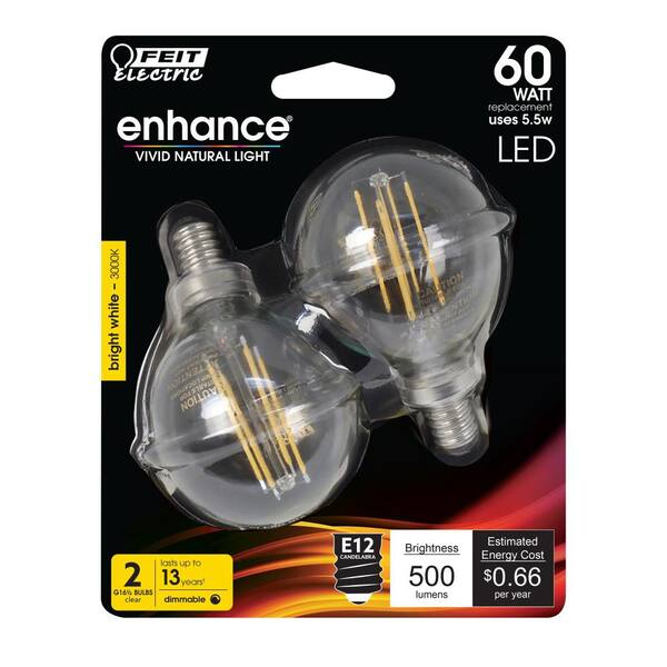 Feit Electric 15-Watt C7 E12 Candelabra Base Dimmable Incandescent Candle  Warmer Light Bulb Soft White 2700K (2-Pack) BP15C71/2/HDRP - The Home Depot