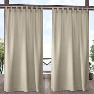 Biscayne Natural Solid Light Filtering Hook-and-Loop Tab Indoor/Outdoor Curtain, 54 in. W x 108 in. L (Set of 2)