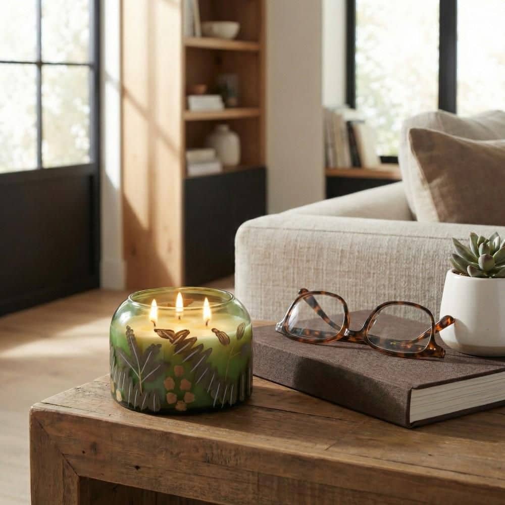 4 in. Green Glass Gardenia Scented Floral Pattern Candle 33 Oz price history on PriceWatchPro