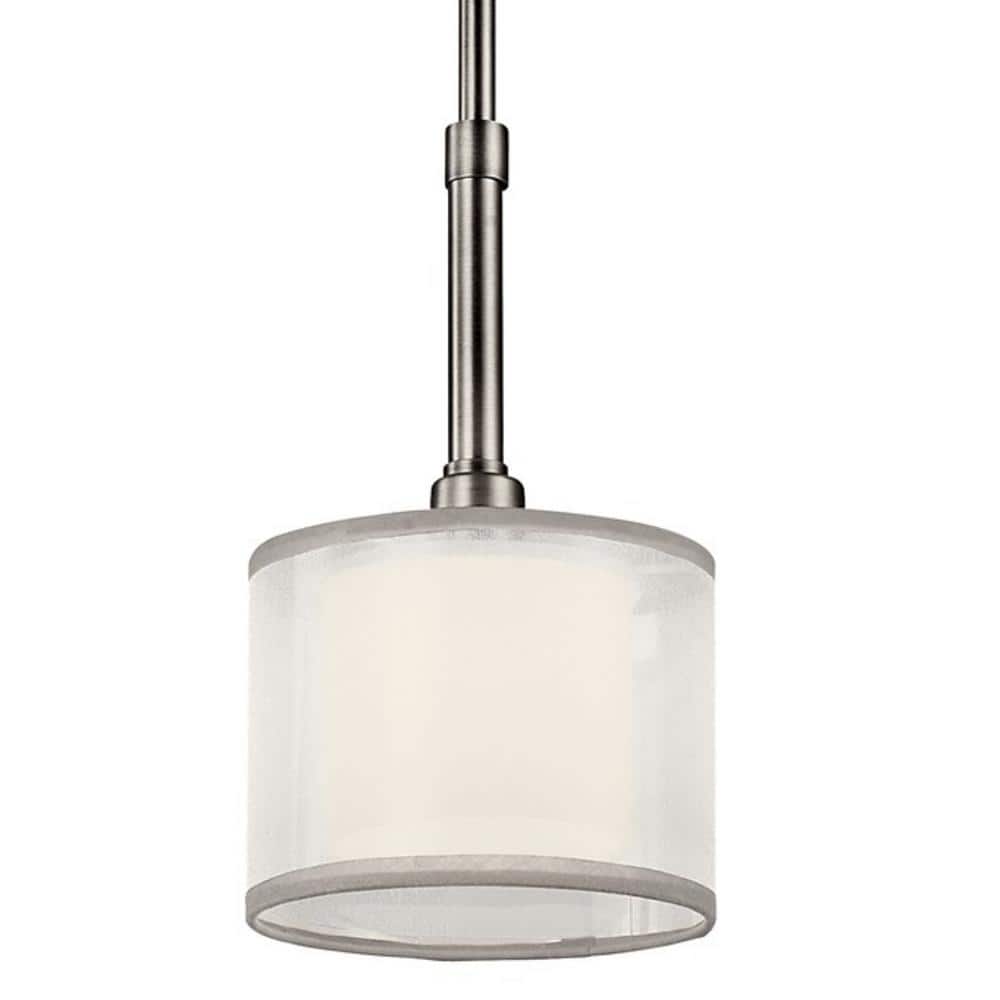 Lacey 6" Mini Drum Pendant Light in Antique Pewter with White Glass Shade