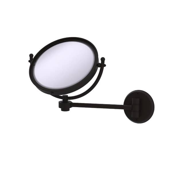 8 in. W x 10 in. H Small Large Round Tri Fold Metal Framed Magnifying Wall Bathroom Vanity Mirror in Oil Rubbed Bronze